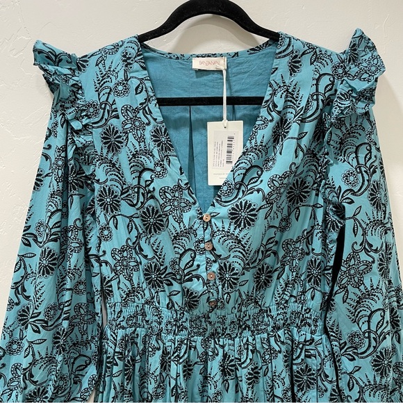 NWT Banjanan Bristol Pearl Midi Dress Women's XL Turquoise Pockets Long Sleeve - Picture 9 of 16